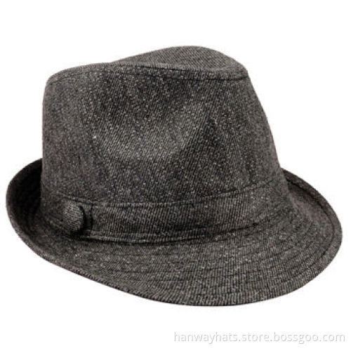 Pork-pie Men's Fedora Hat with Self Hat Band and Loop Trim